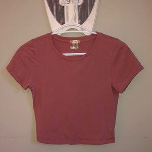 Slightly cropped, pinky/maroon, t-shirt from Bozzolo